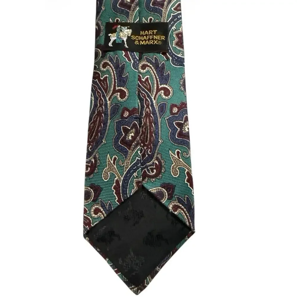 Hart Schaffner & Marx Paisley Silk Tie – Printed in Italy, Made in‎ USA